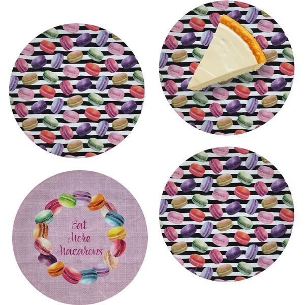 Custom Macarons Set of 4 Glass Appetizer / Dessert Plate 8" (Personalized)