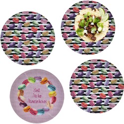 Macarons Set of 4 Glass Lunch / Dinner Plate 10" (Personalized)