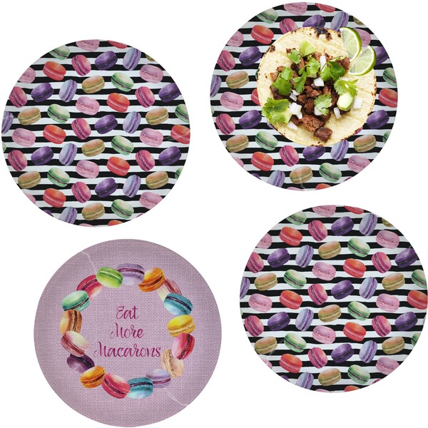 Custom Macarons Set of 4 Glass Lunch / Dinner Plate 10" (Personalized)