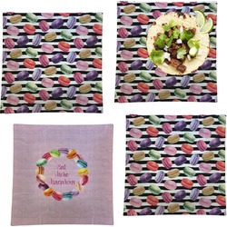 Macarons Set of 4 Glass Square Lunch / Dinner Plate 9.5" (Personalized)