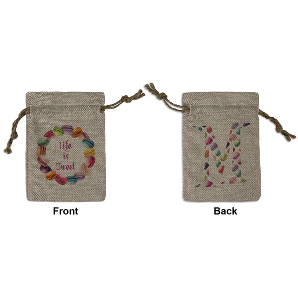 Custom Macarons Small Burlap Gift Bag - Front & Back