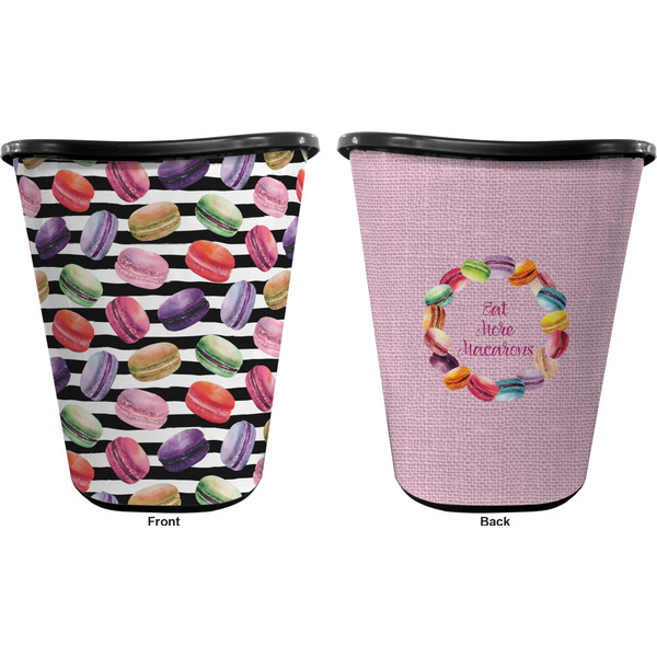Macarons Trash Can Black - Front and Back - Apvl