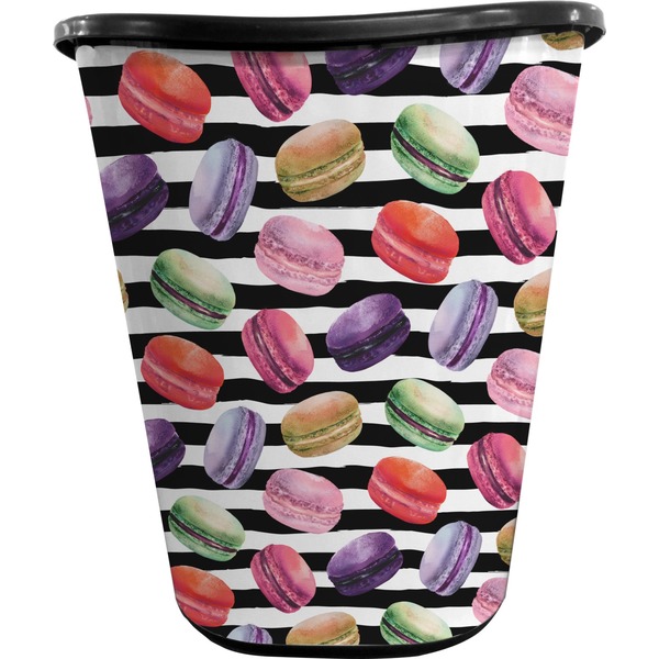 Custom Macarons Waste Basket - Double Sided (Black) (Personalized)