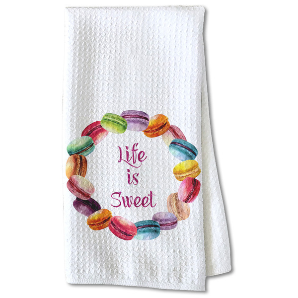 Custom Macarons Kitchen Towel - Waffle Weave - Partial Print