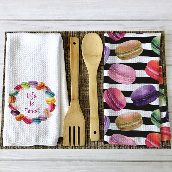 Macarons Waffle Weave Towels - 2 Print Styles