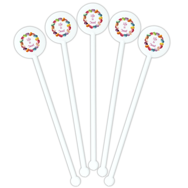 Macarons White Plastic 5.5" Stir Stick - Fan View