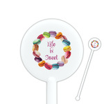 Macarons 5.5" Round Plastic Stir Sticks - White - Single Sided