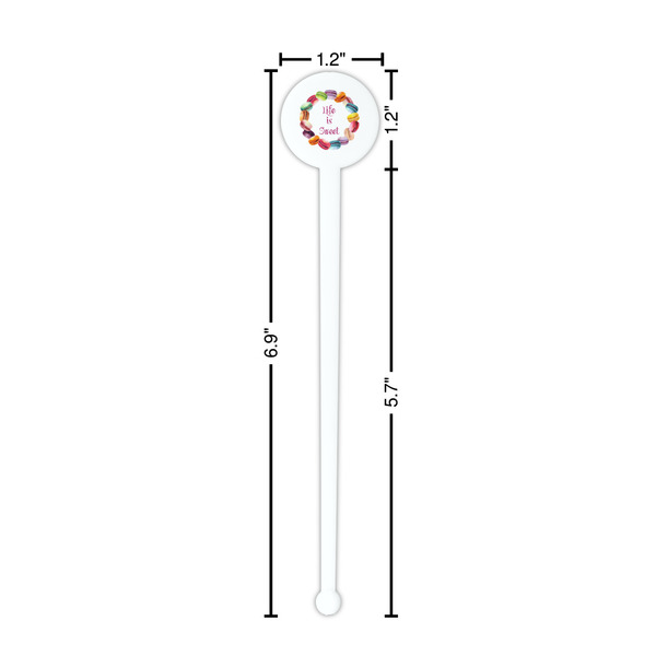 Macarons White Plastic 7" Stir Stick - Round - Dimensions