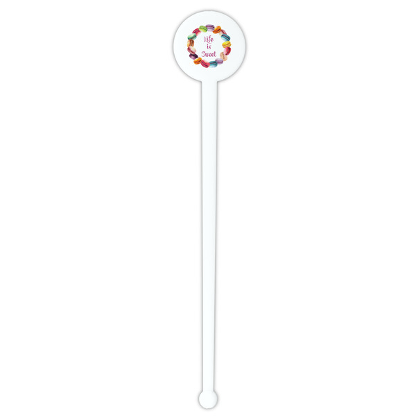 Macarons White Plastic 7" Stir Stick - Round - Single Stick