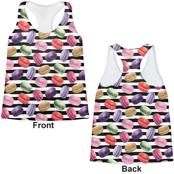 Macarons Womens Racerback Tank Tops - Medium - Front and Back