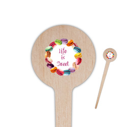 Macarons 4" Round Wooden Food Picks - Single Sided