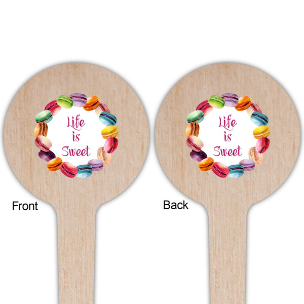 Macarons Wooden 4" Food Pick - Round - Double Sided - Front & Back