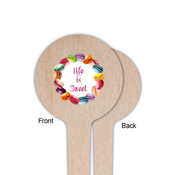 Macarons Wooden 4" Food Pick - Round - Single Sided - Front & Back