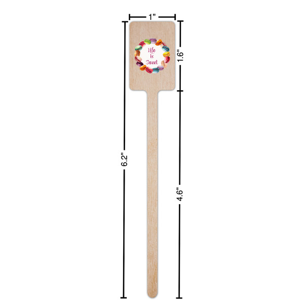 Macarons Wooden 6.25" Stir Stick - Rectangular - Dimensions
