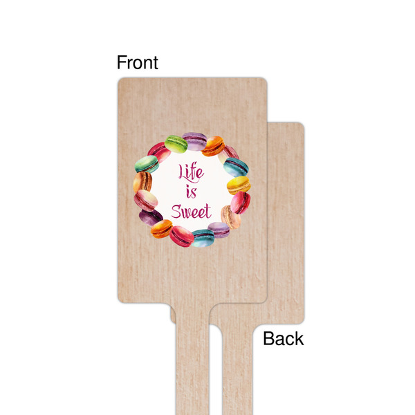 Macarons Wooden 6.25" Stir Stick - Rectangular - Single - Front & Back