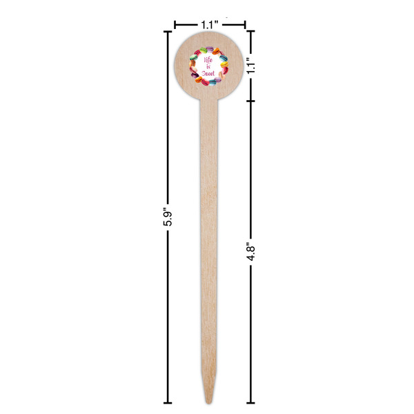 Macarons Wooden 6" Food Pick - Round - Dimensions
