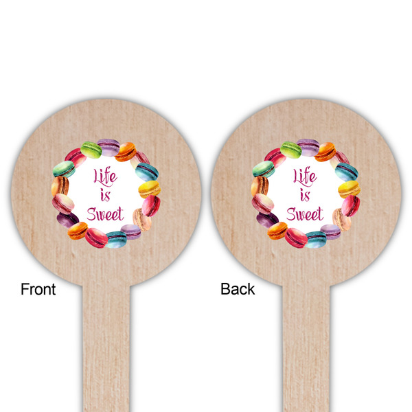 Macarons Wooden 6" Food Pick - Round - Double Sided - Front & Back