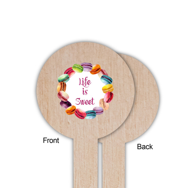 Macarons Wooden 6" Food Pick - Round - Single Sided - Front & Back