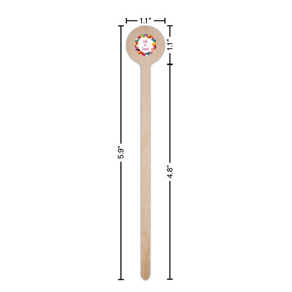 Macarons Wooden 6" Stir Stick - Round - Dimensions