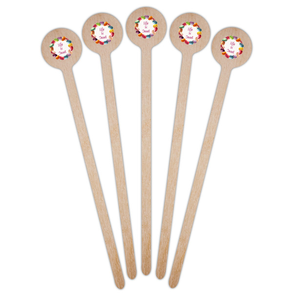 Macarons Wooden 6" Stir Stick - Round - Fan View