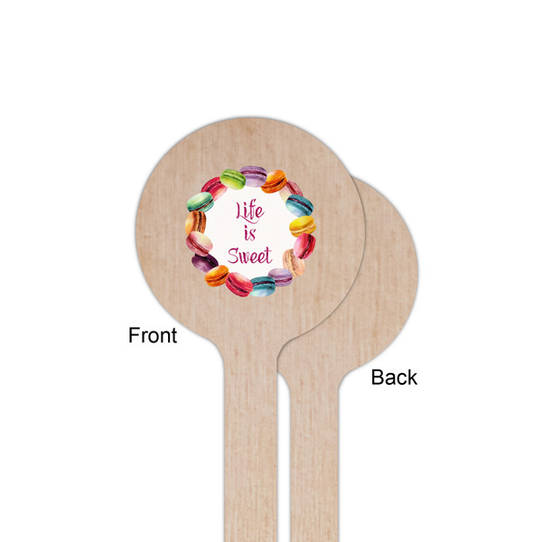 Macarons Wooden 6" Stir Stick - Round - Single Sided - Front & Back