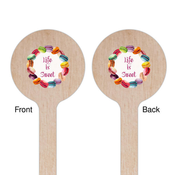 Macarons Wooden 7.5" Stir Stick - Round - Double Sided - Front & Back