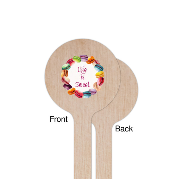 Macarons Wooden 7.5" Stir Stick - Round - Single Sided - Front & Back