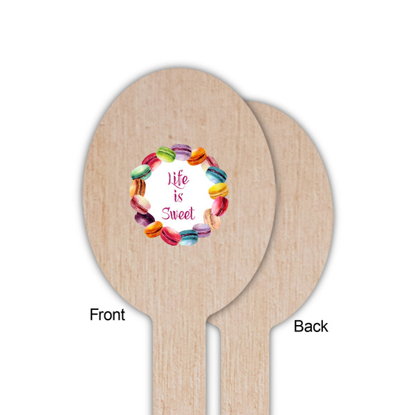 Macarons Wooden Food Pick - Oval - Single Sided - Front & Back