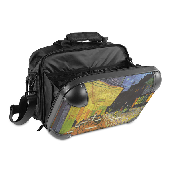 Cafe Terrace at Night (Van Gogh 1888) 15" Hard Shell Briefcase - Open