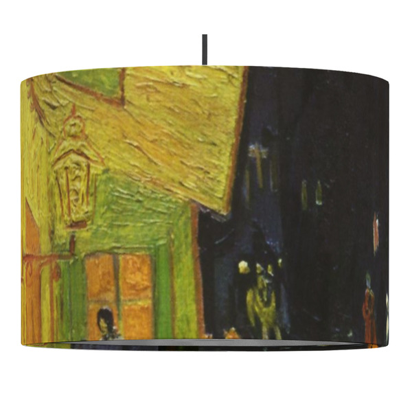 Custom Cafe Terrace at Night (Van Gogh 1888) 16" Drum Pendant Lamp - Fabric