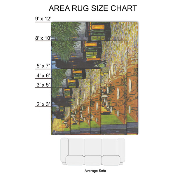 Cafe Terrace at Night (Van Gogh 1888) 2'x3' Indoor Area Rugs - Size Chart