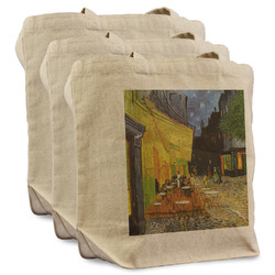 Cafe Terrace at Night (Van Gogh 1888) Reusable Cotton Grocery Bags - Set of 3