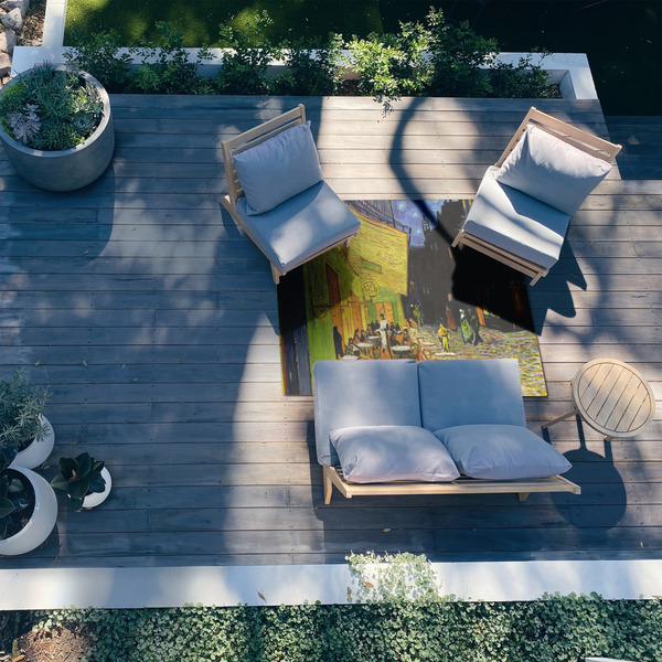 Cafe Terrace at Night (Van Gogh 1888) 5'x7' Patio Rug - In context