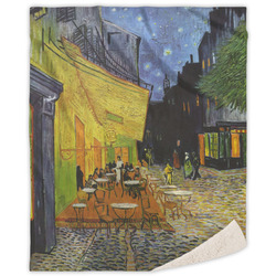 Cafe Terrace at Night (Van Gogh 1888) Sherpa Throw Blanket - 50"x60"