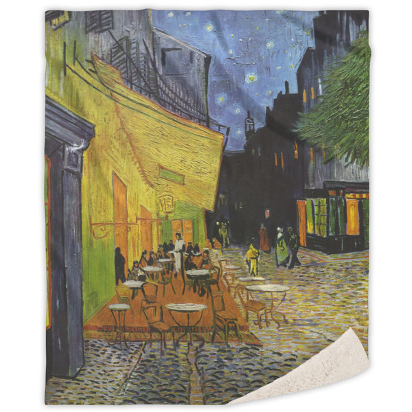 Custom Cafe Terrace at Night (Van Gogh 1888) Sherpa Throw Blanket