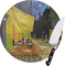 Cafe Terrace at Night (Van Gogh 1888) Round Glass Cutting Board - Small