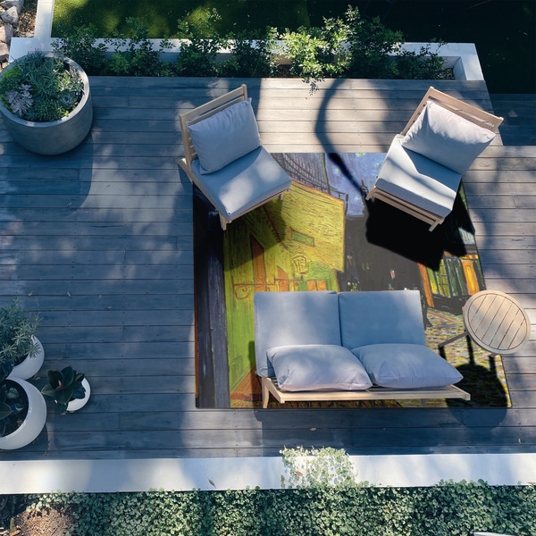 Cafe Terrace at Night (Van Gogh 1888) 8'x10' Patio Rug - In context