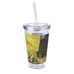 Cafe Terrace at Night (Van Gogh 1888) 16oz Double Wall Acrylic Tumbler with Lid & Straw - Full Print
