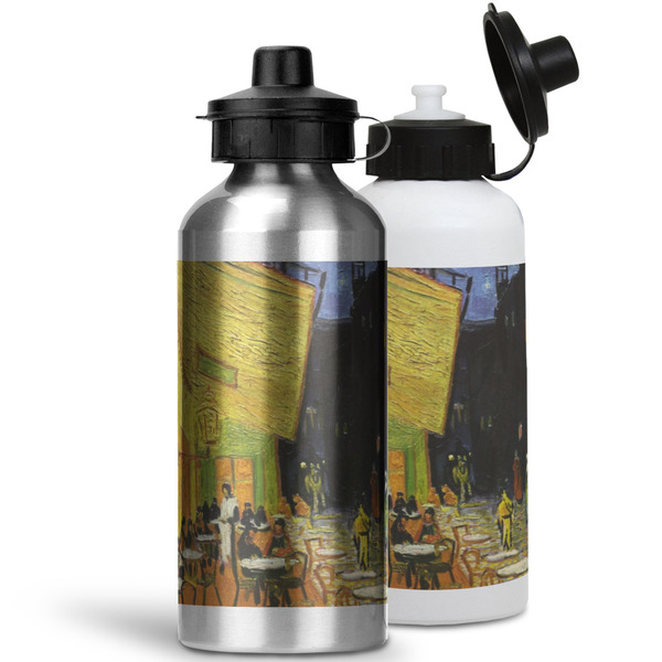 Cafe Terrace at Night (Van Gogh 1888) Aluminum Water Bottles - MAIN (white &silver)