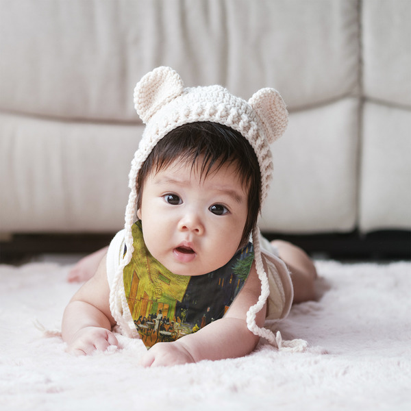 Cafe Terrace at Night (Van Gogh 1888) Bandana Bib - (Lifestyle 2 girl)