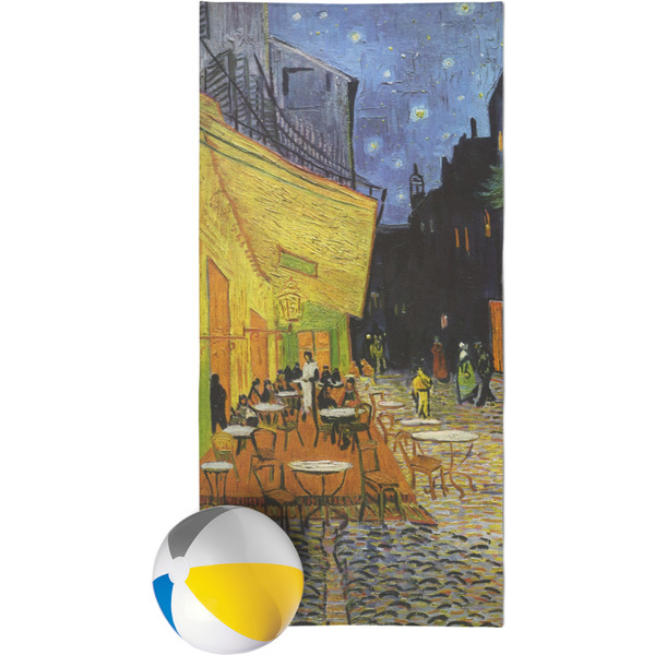 Custom Cafe Terrace at Night (Van Gogh 1888) Beach Towel