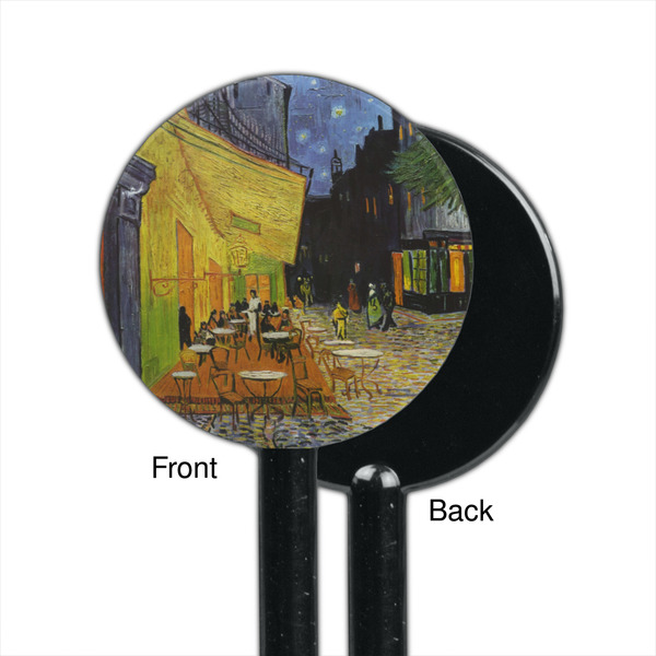 Cafe Terrace at Night (Van Gogh 1888) Black Plastic 5.5" Stir Stick - Single Sided - Round - Front & Back