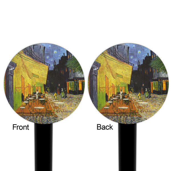 Cafe Terrace at Night (Van Gogh 1888) Black Plastic 6" Food Pick - Round - Double Sided - Front & Back