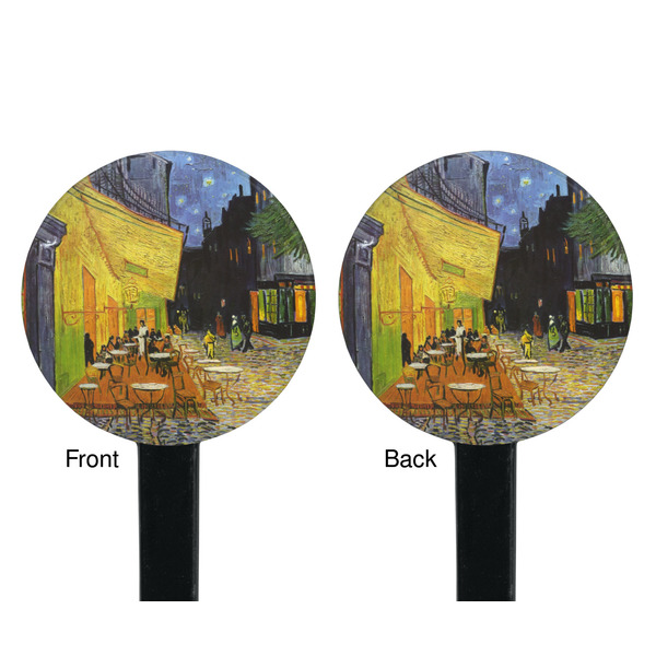Cafe Terrace at Night (Van Gogh 1888) Black Plastic 7" Stir Stick - Double Sided - Round - Front & Back