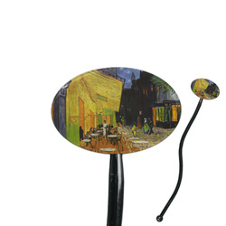 Cafe Terrace at Night (Van Gogh 1888) 7" Oval Plastic Stir Sticks - Black - Single Sided