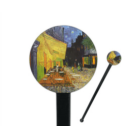 Cafe Terrace at Night (Van Gogh 1888) 7" Round Plastic Stir Sticks - Black - Double Sided