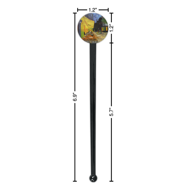 Cafe Terrace at Night (Van Gogh 1888) Black Plastic 7" Stir Stick - Round - Dimensions