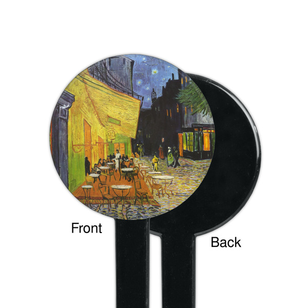 Cafe Terrace at Night (Van Gogh 1888) Black Plastic 7" Stir Stick - Single Sided - Round - Front & Back