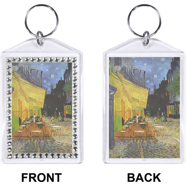 Cafe Terrace at Night (Van Gogh 1888) Bling Keychain (Front + Back)