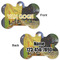 Cafe Terrace at Night (Van Gogh 1888) Bone Shaped Dog ID Tag - Large - Front & Back View